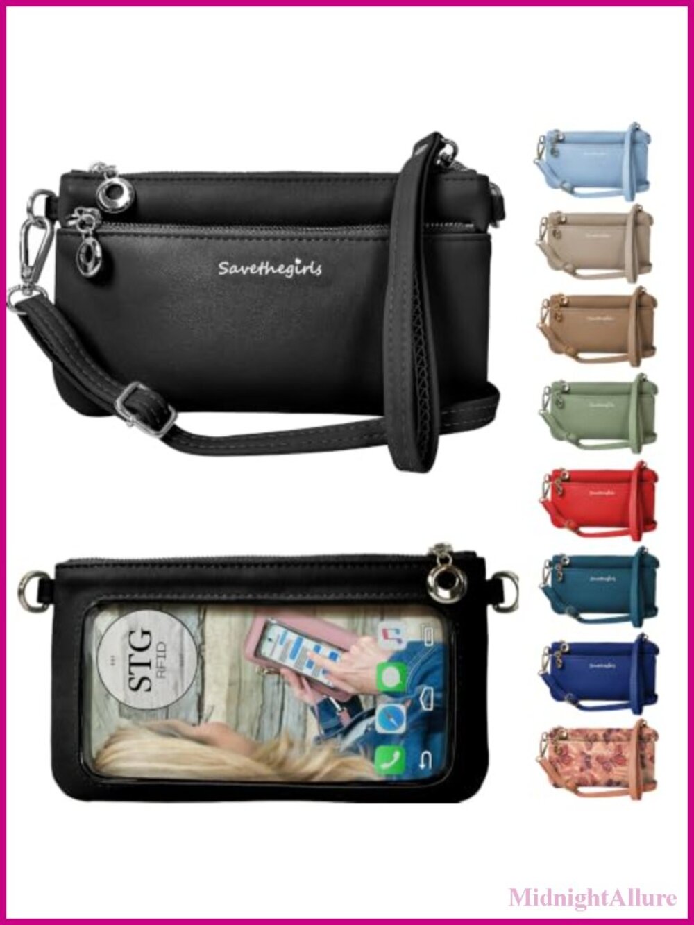 Faux Leather Crossbody Cell Phone Purse Touch Screen RFID Wallet Wristlet